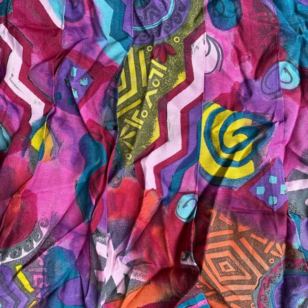 Women Geometric Purple Yellow 90s Women Size 12 Twelve Mini Skirt The Limited - Picture 5 of 5